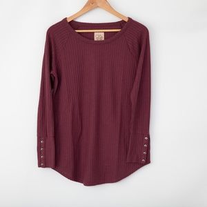 Chaser Thermal Waffle Knit Tunic Purple